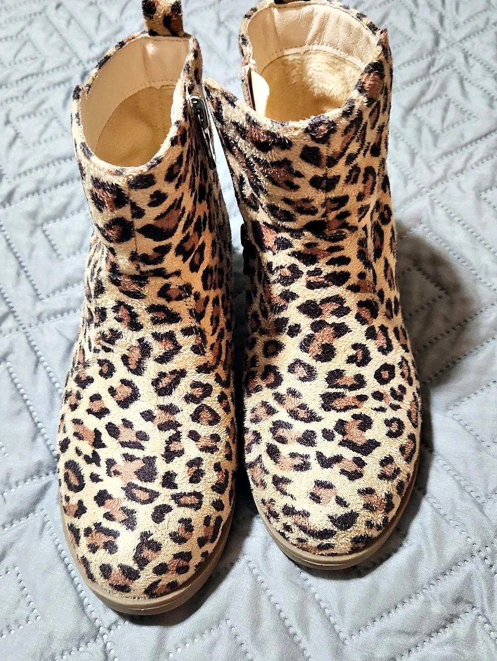 Girls Leopard Print Ankle Boots